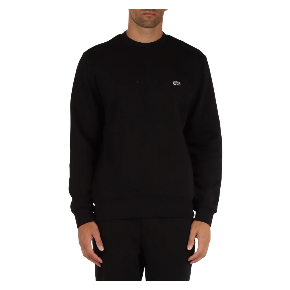 Lacoste Klassieke Fit Crewneck Sweatshirt met Voorlogo Patch Black Heren