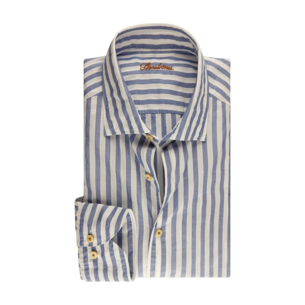 Stenströms Blauw Gestreept Poplin Overhemd Slim Fit Multicolor Heren