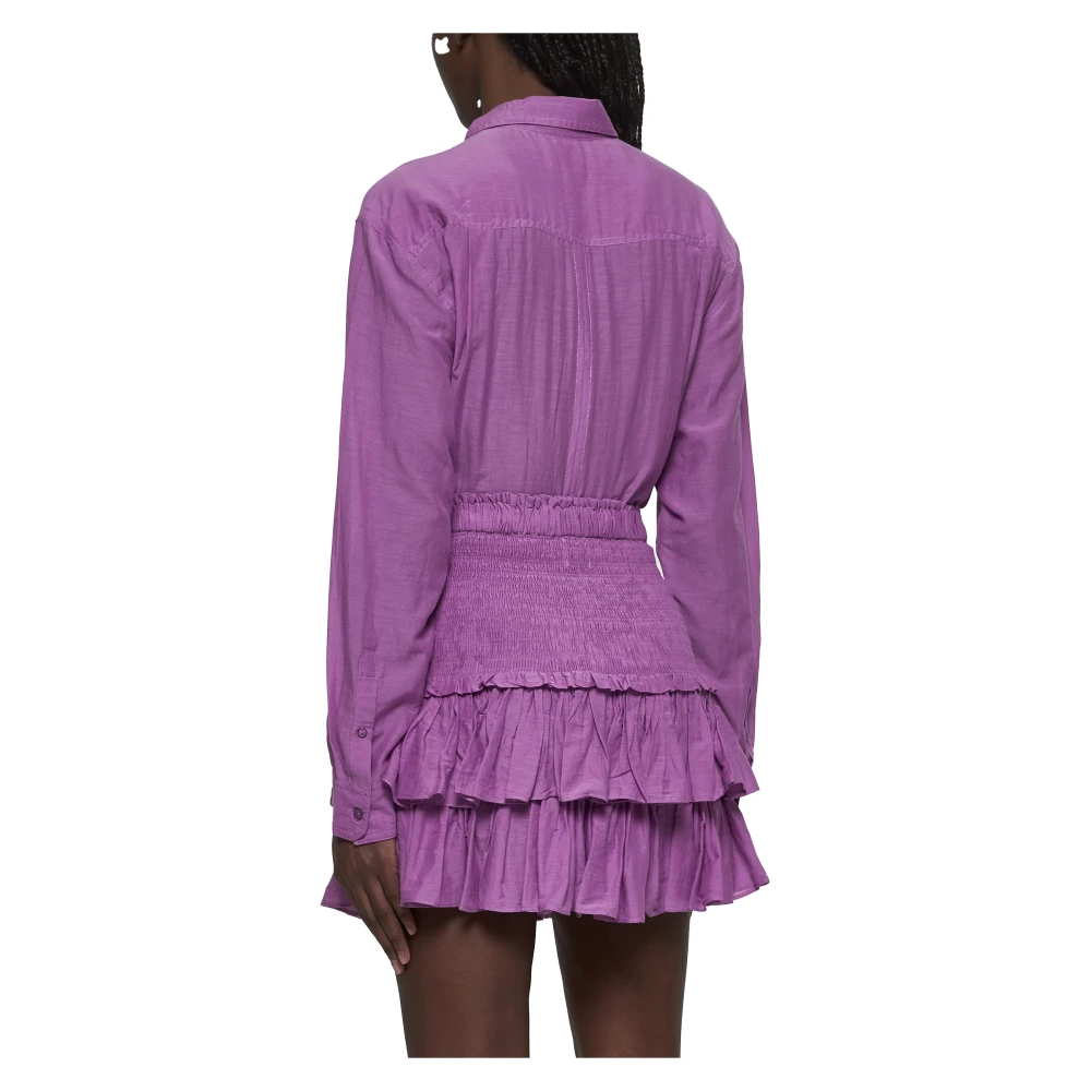 Isabel Marant Étoile Hoge Taille Fuchsia Katoenen Rok Purple Dames