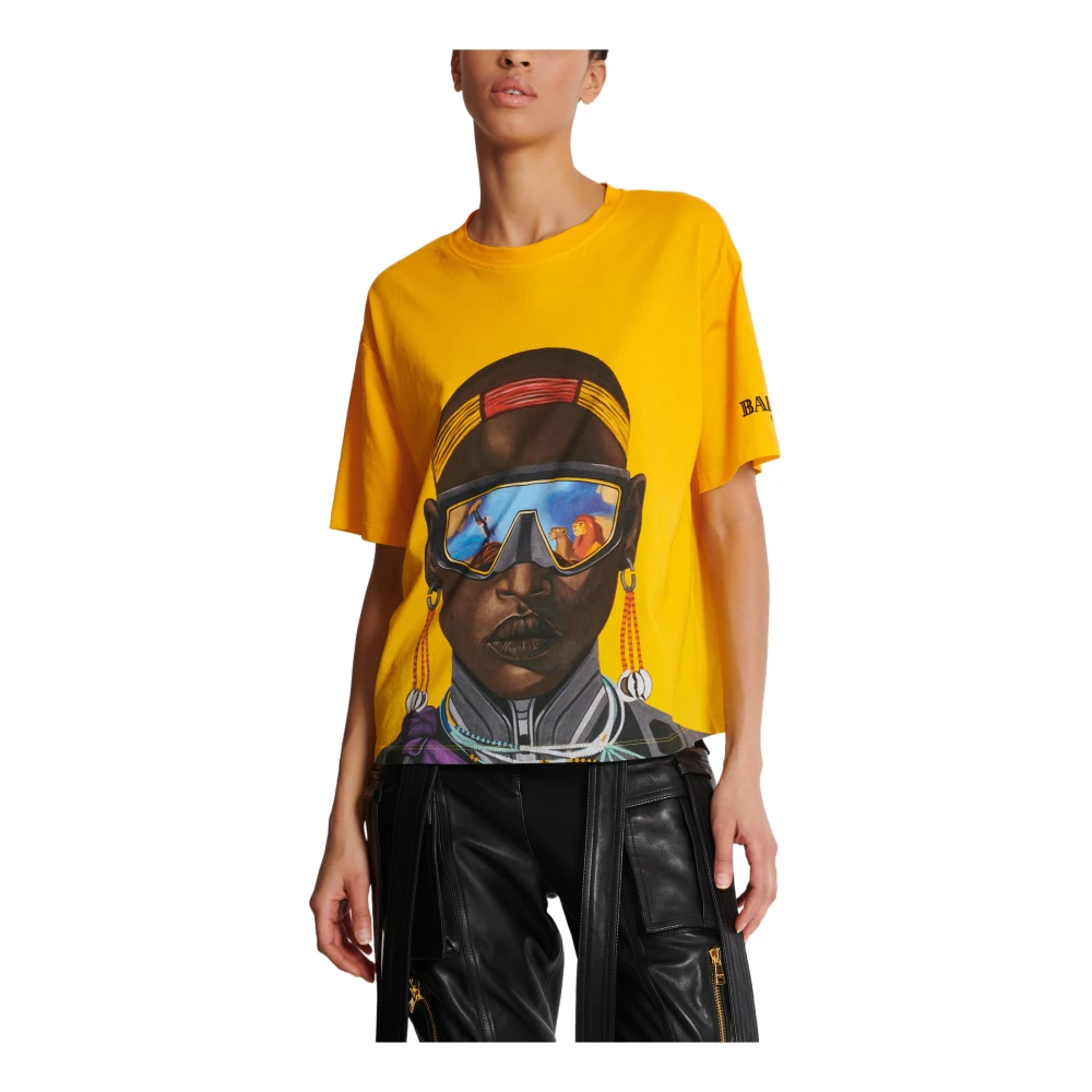 Balmain Disney x : The Lion King T-shirt met print Nika Mtwana Yellow Dames