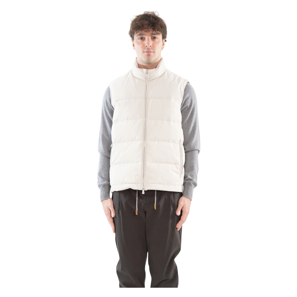Eleventy Wollen Gewatteerd Waterdicht Vest Beige Heren