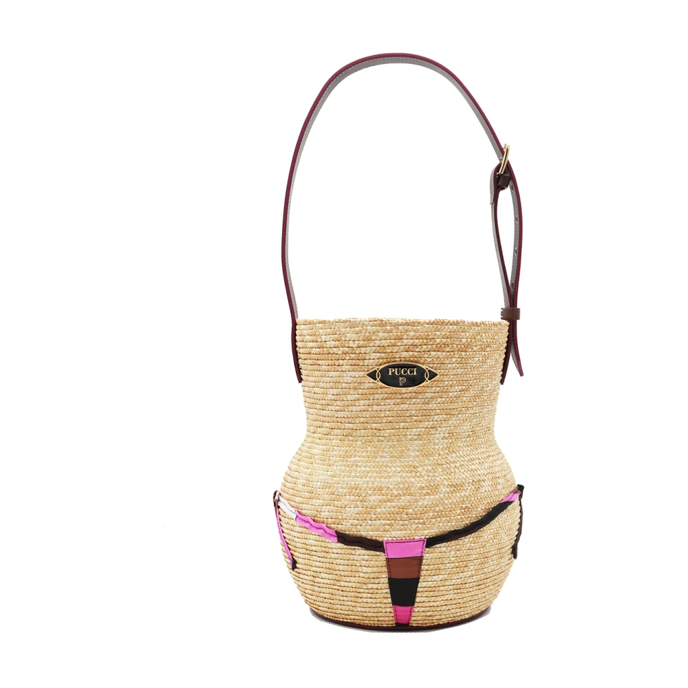 EMILIO PUCCI Natuurlijke Raffia Satchel met Voorvak Beige Dames