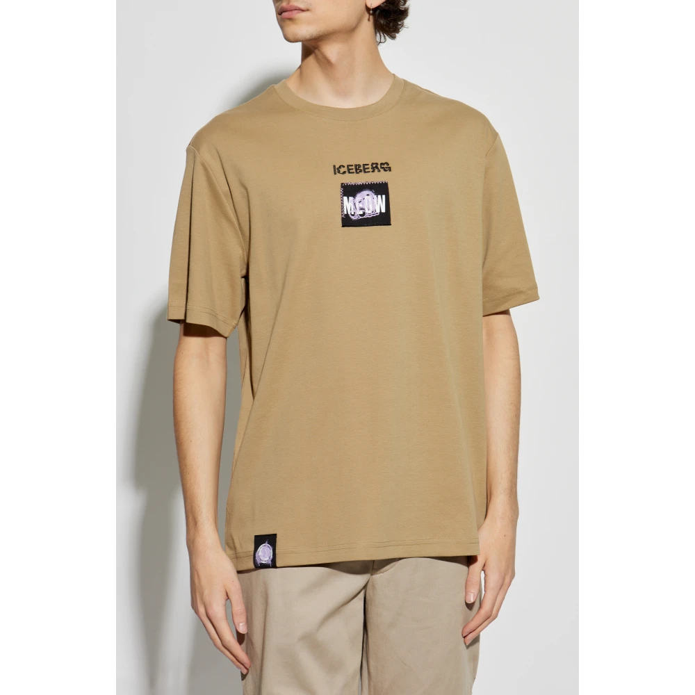 Iceberg T-shirt met patches Beige Heren