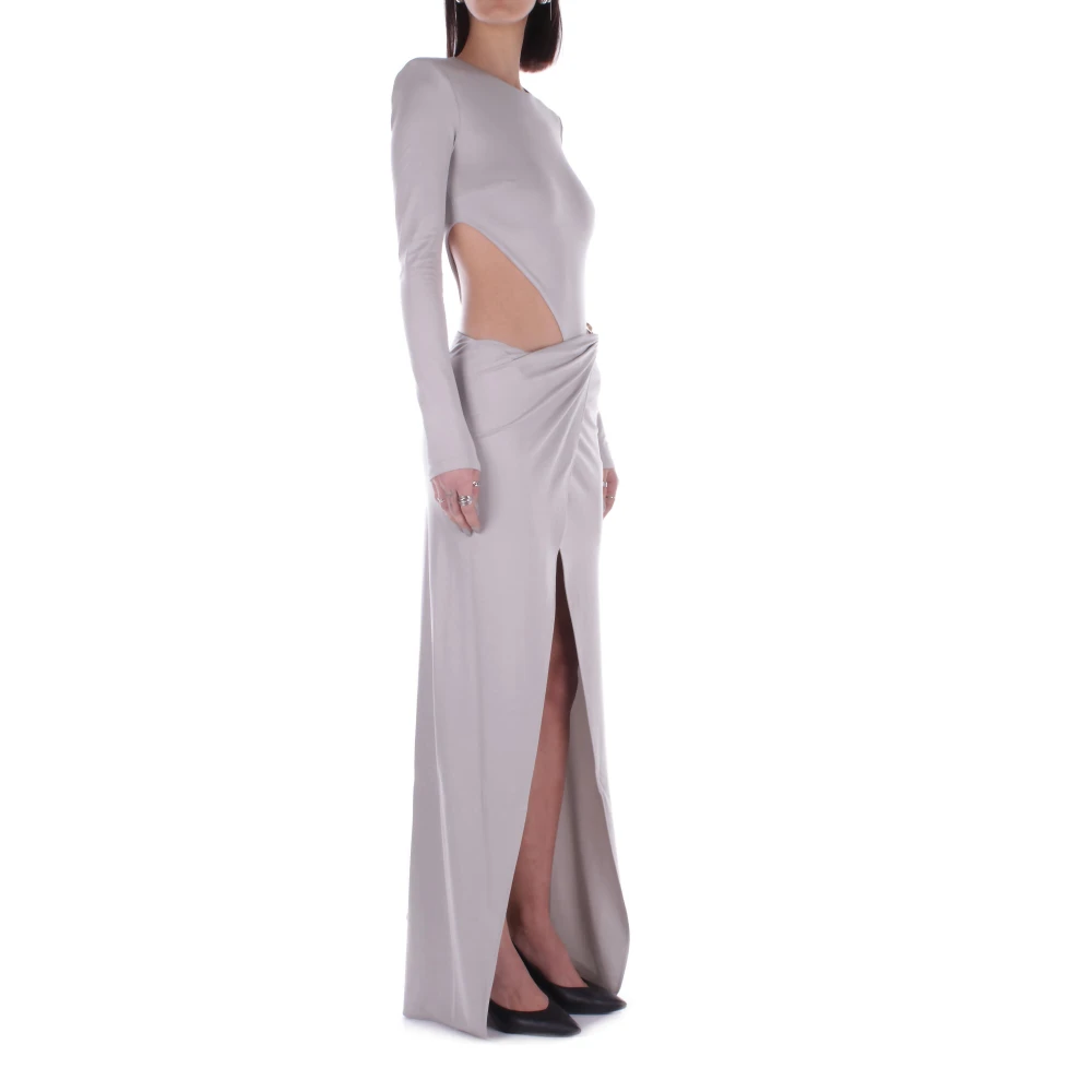Elisabetta Franchi Rode Loper Jurk met Achter Rits Gray Dames
