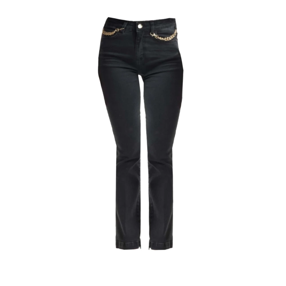 Kocca Aansluitende jeans met metalen kettingdetail Black Dames