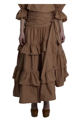 Ruffled Tiered Midi Skirt