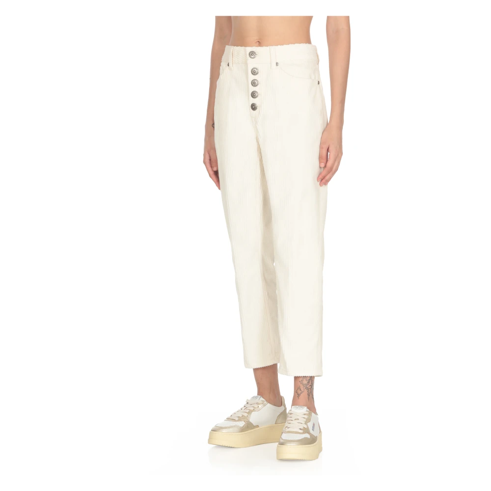 Dondup Corduroy Broek met Juweelknopen Beige Dames
