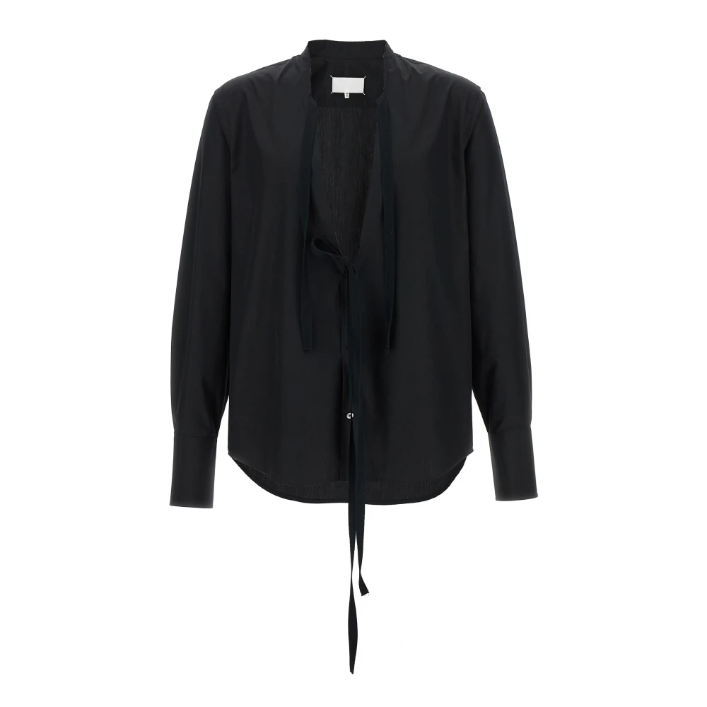 Maison Margiela Mannelijk Zwart Overhemden Heren, S, Katoen, Cotton Poplin Shirt