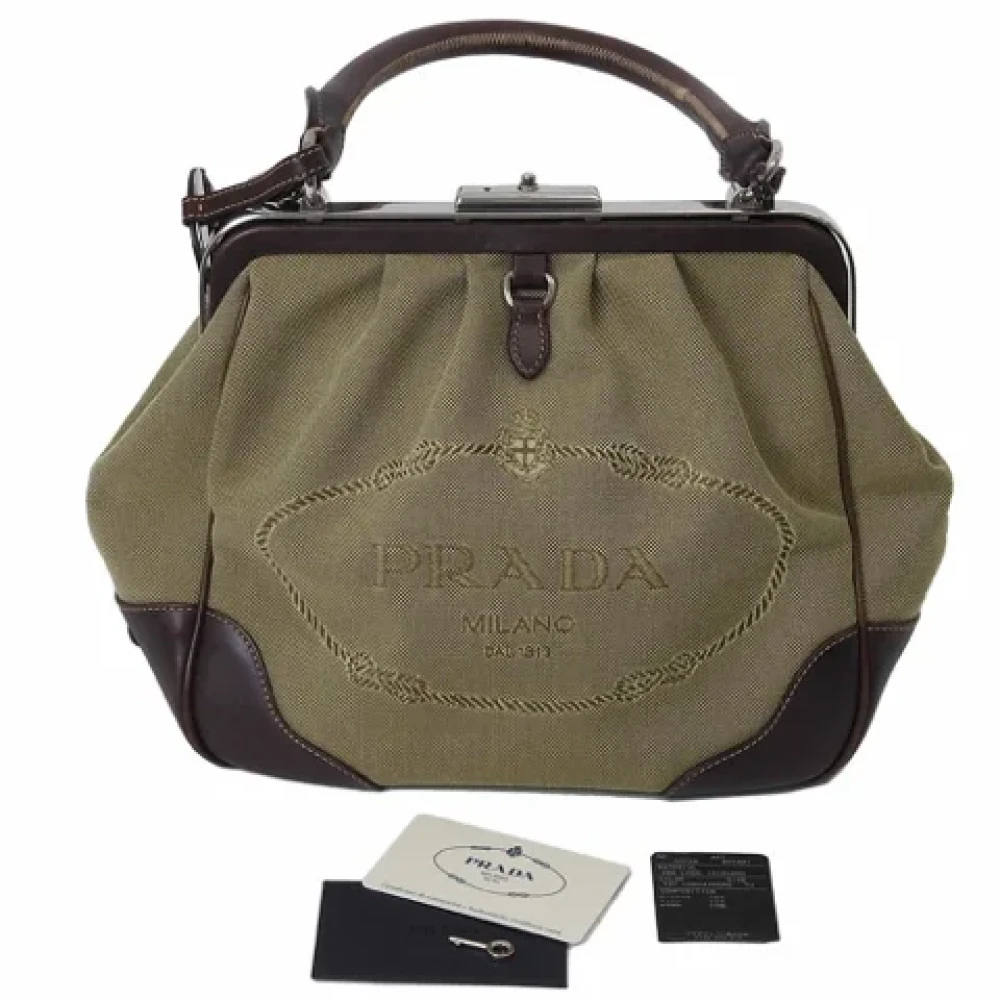 Prada Vintage Pre-owned Canvas prada-bags Brown Dames