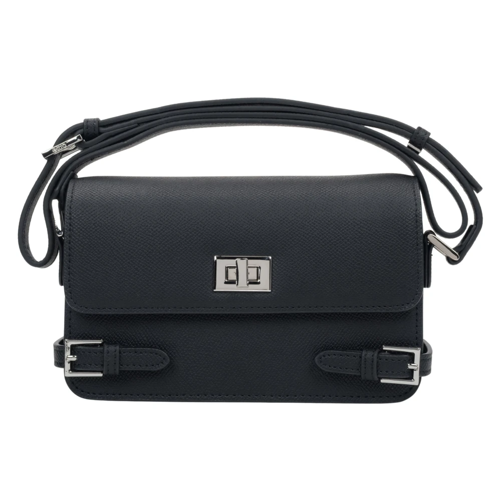 Estro Women's Black Small Leather Shoulder Bag