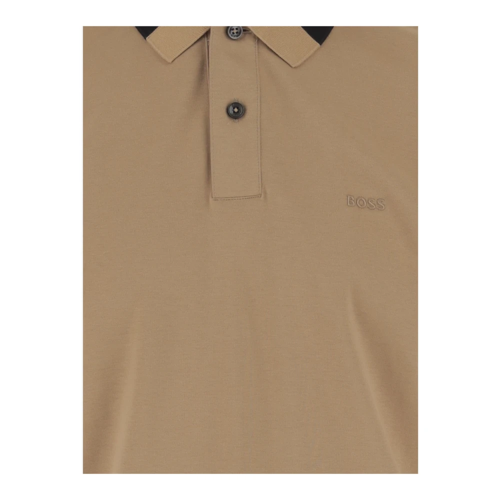 Hugo Boss Logo Katoenen Polo Shirt Beige Zwart Beige Heren