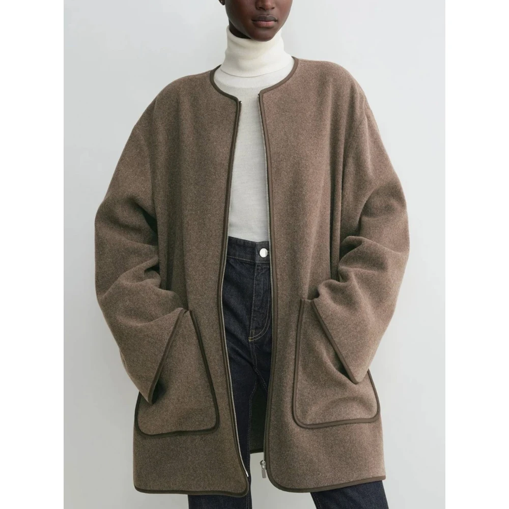 TotêMe Wollen jas met Chic Design Green Dames