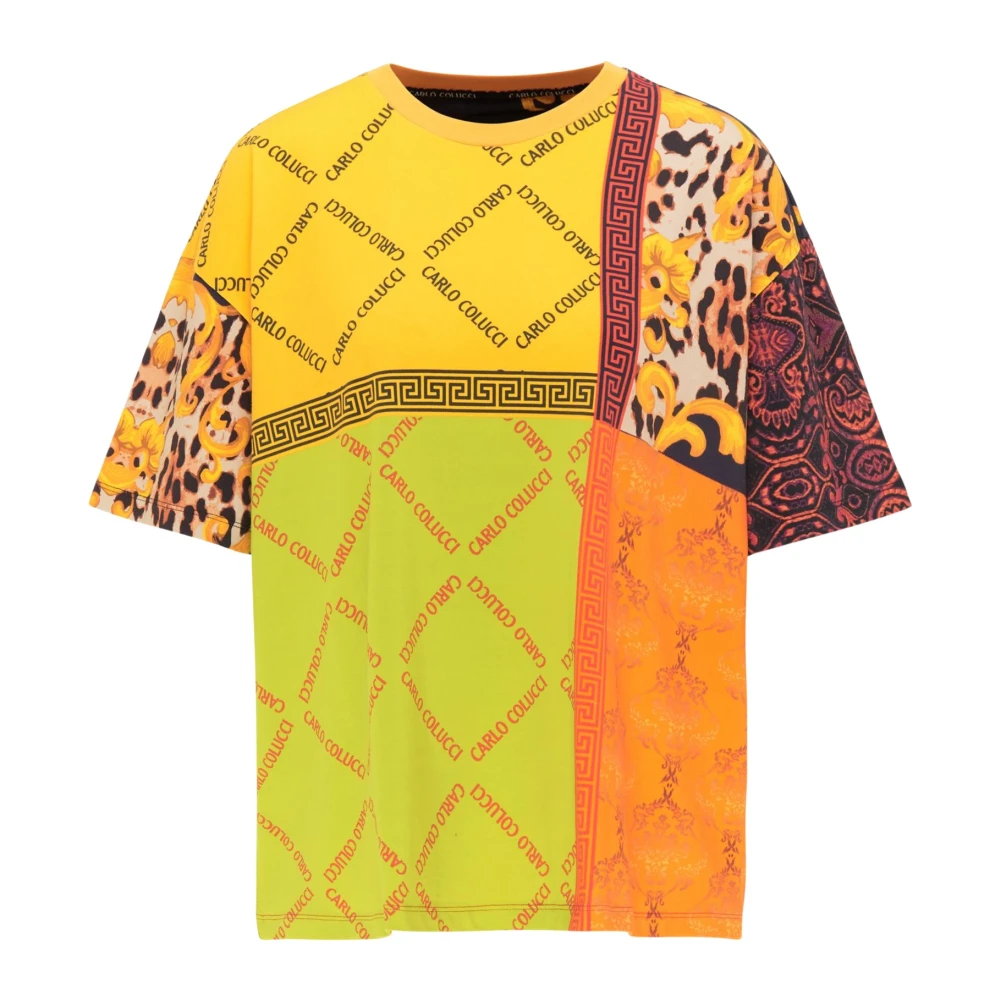 Carlo Colucci Women's Yellow Allover Print T-Shirt - T-Shirts - 2XL - Tops