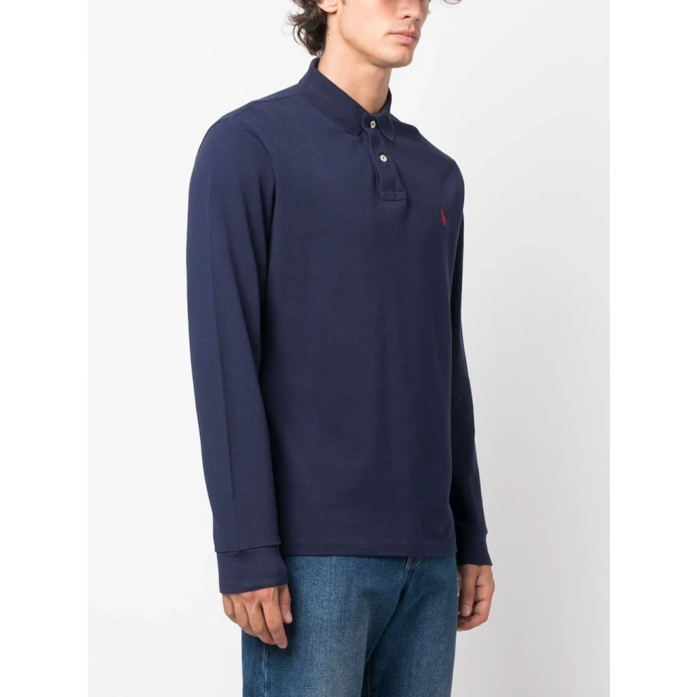 Polo Ralph Lauren Aangepaste Slim Fit Katoen Mesh Polo Blue Heren
