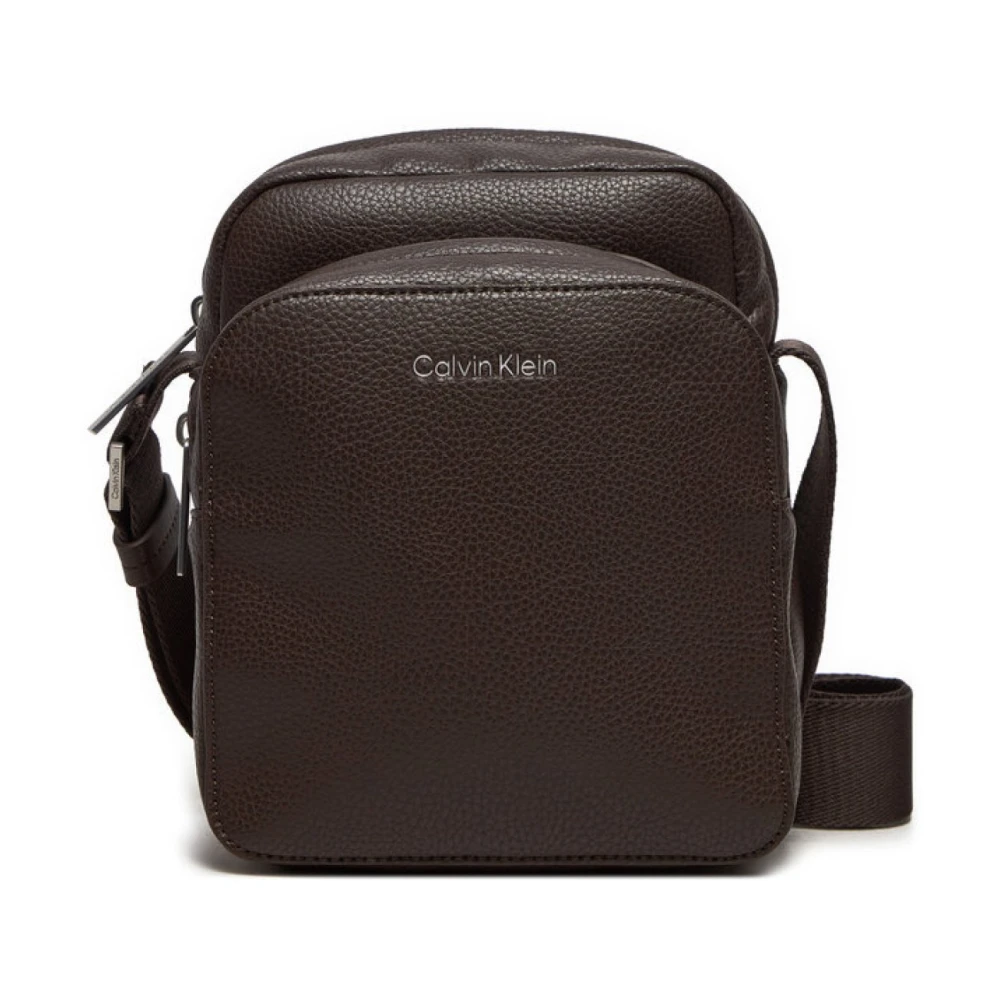 Calvin Klein PU leren schoudertas Bruin Brown Heren