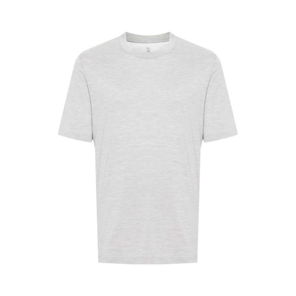 BRUNELLO CUCINELLI Mélange-effect Crew Neck T-shirt Gray Heren
