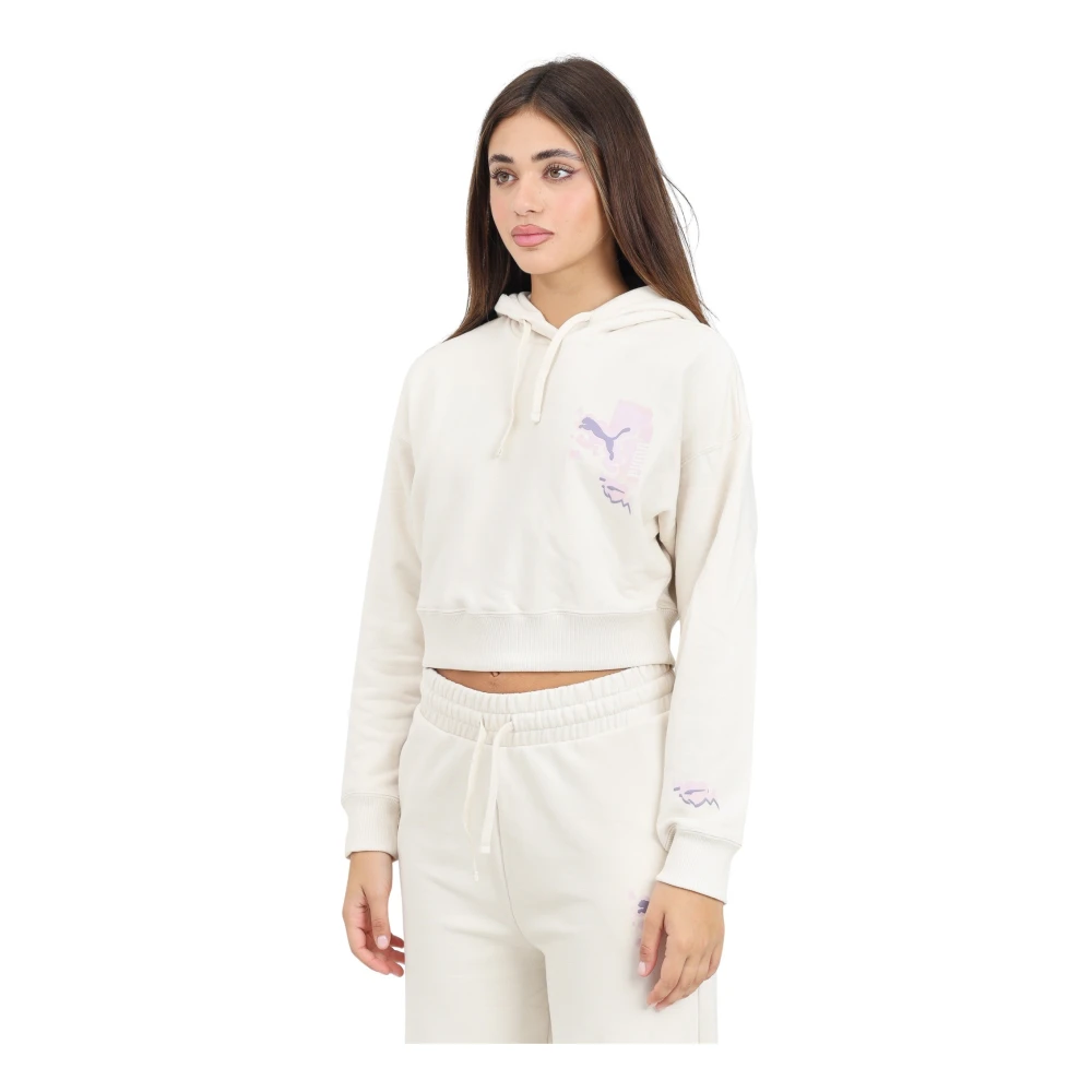 Puma Cropped hoodie Classics Brand Love White Dames