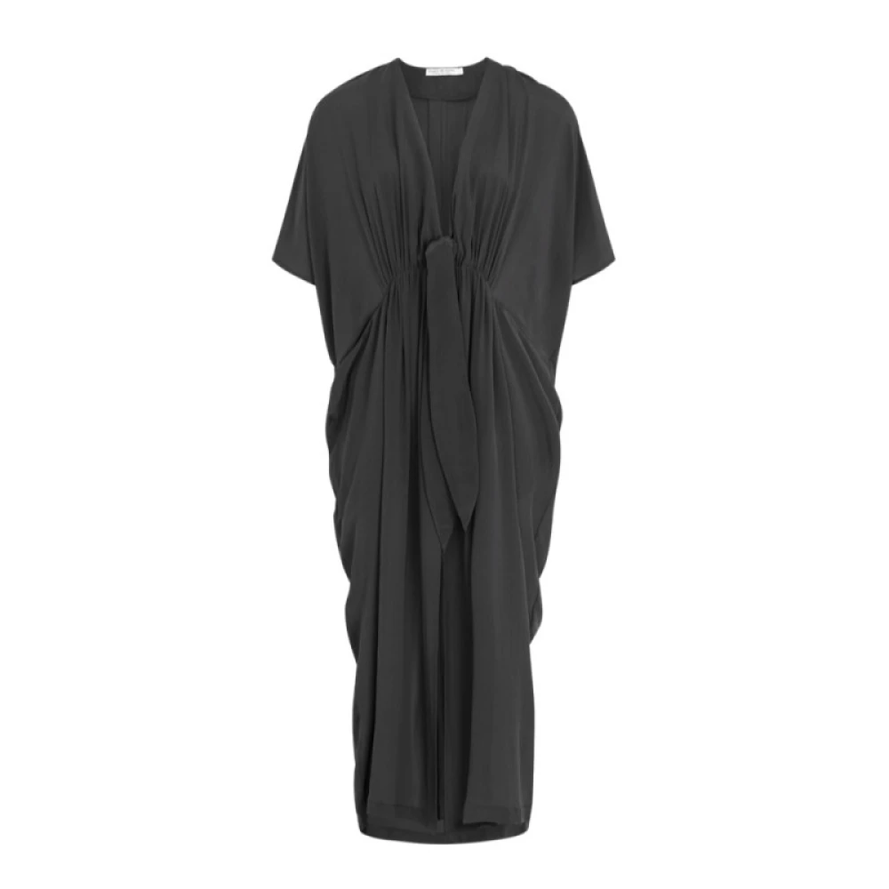 Mare Di Latte Silke V-ringad Kaftan Klänning Black, Dam