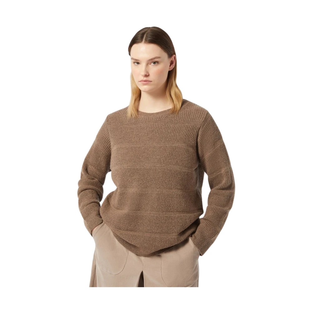 Marina Rinaldi Gestreepte Kasjmiertrui Gray Dames