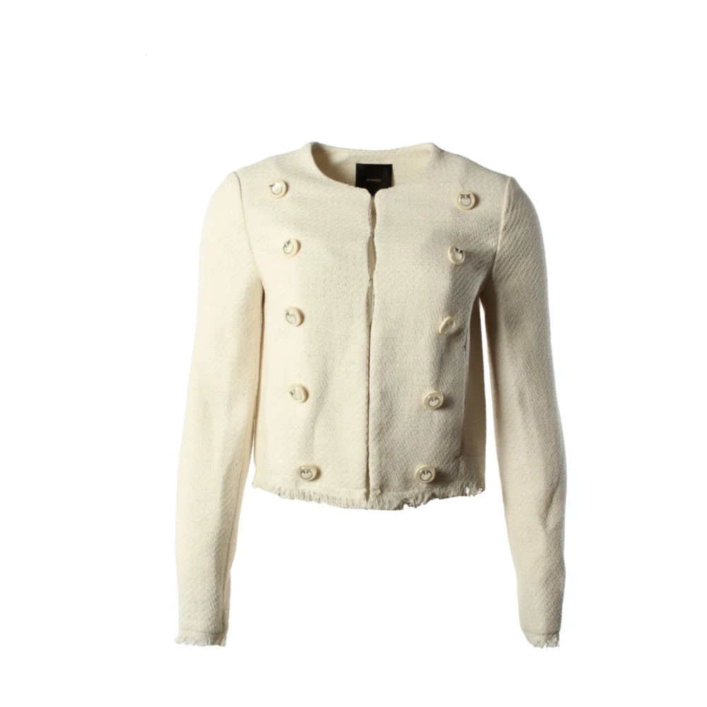 Pinko Beige Jas met Metalen Accenten Beige Dames