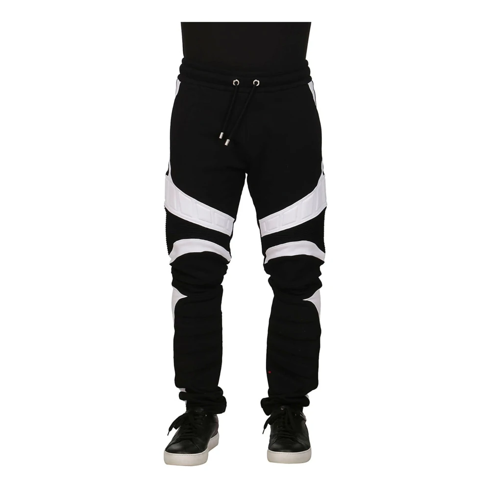 Balmain Zwarte Track Pants met Contrastdetail Black Heren