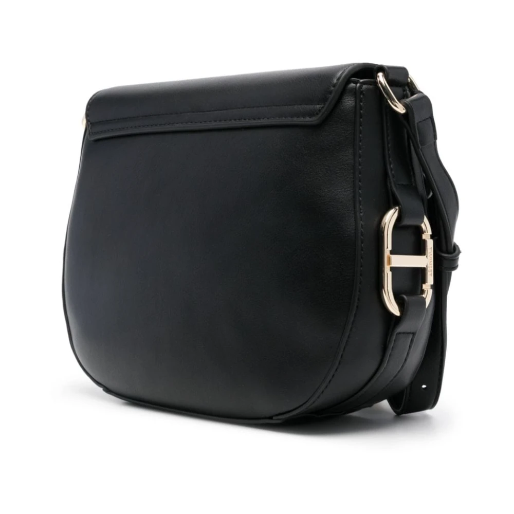 Twinset Zwarte Nep Leren Schoudertas Black Dames