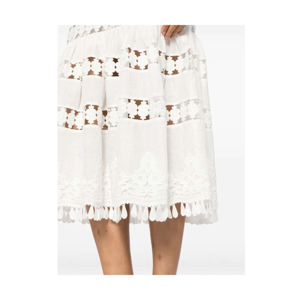 Zimmermann Witte Mouwloze Uitlopende Jurk White Dames