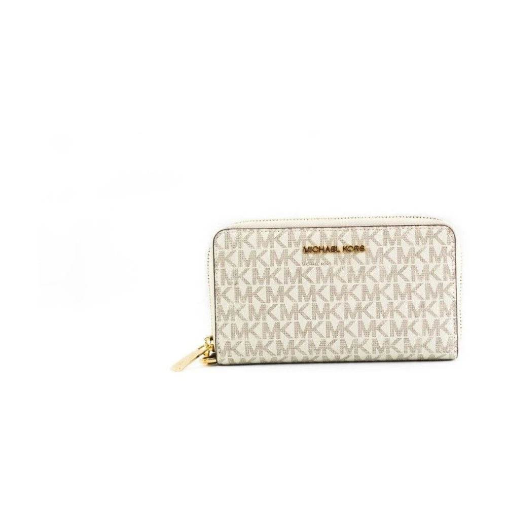 Michael Kors Grote Signature PVC Multifunction Polsband Portemonnee Beige Dames