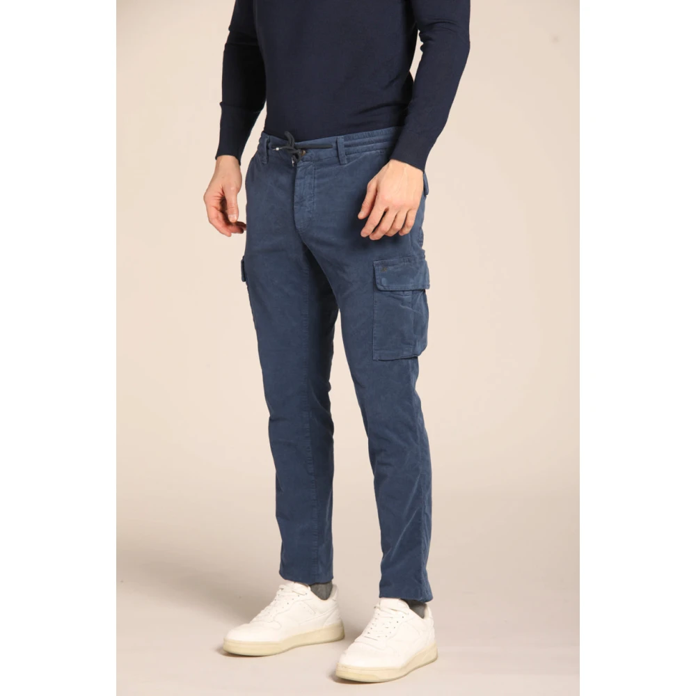 Mason's Fluwelen Cargo Broek Extra Slim Fit Blue Heren