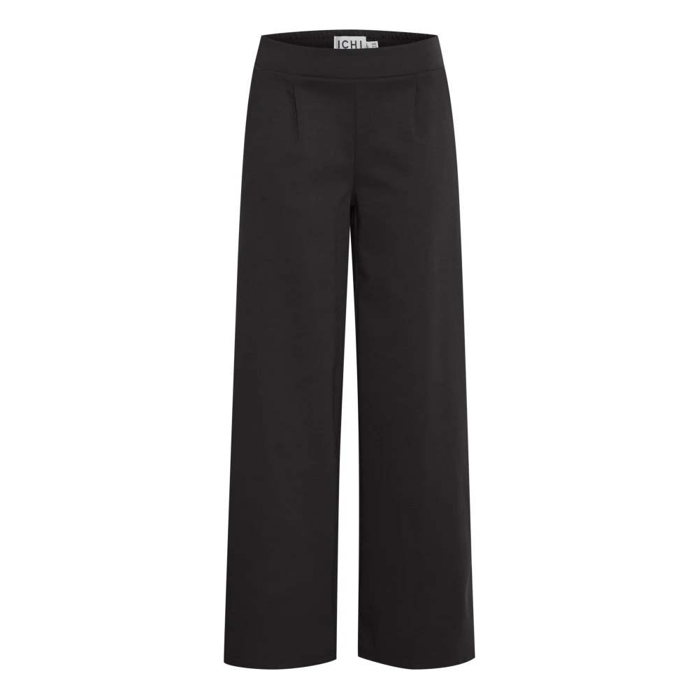 Ichi Black Wide Trousers, Female, 3XL, Regular Womens Trousers