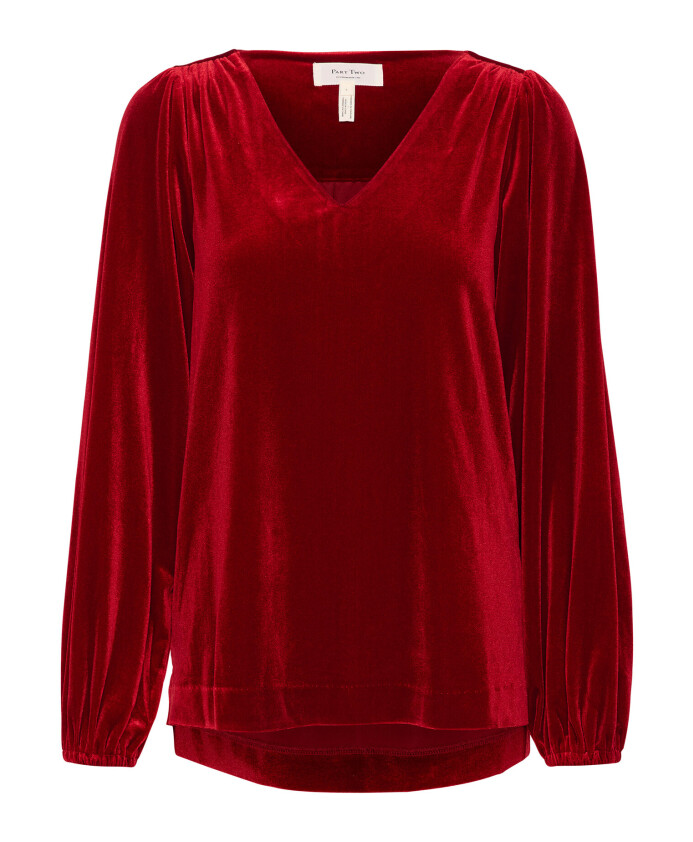 blouse-rouge-rythmique-a-col-en-v