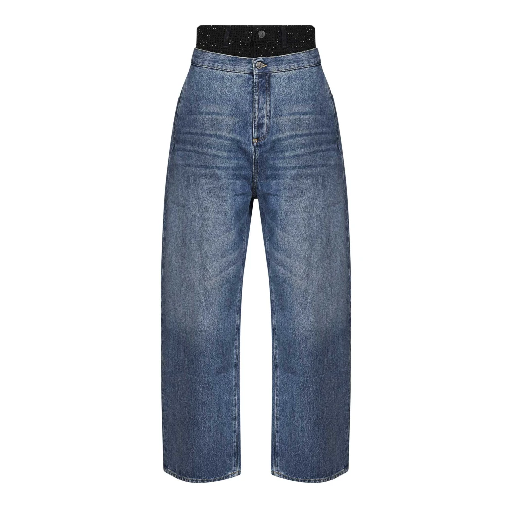 The Attico Double Waist Jeans - Female - Wide Jeans - Blue - W28 - Jeans