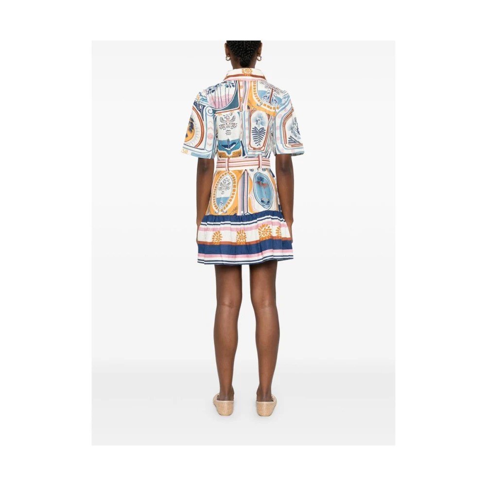 Farm Rio Witte Jurk met Knopen en Zakken Multicolor Dames