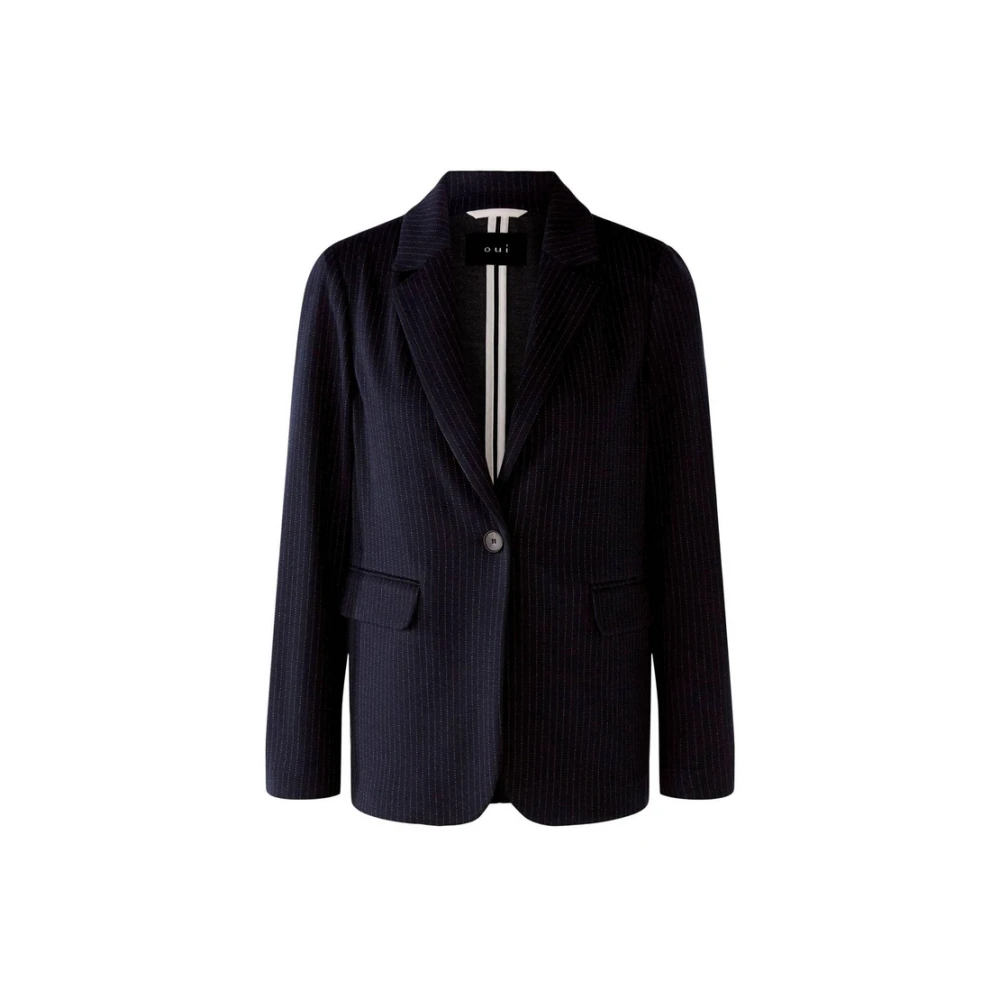 Oui Gestreepte Jersey Blazer Black Dames
