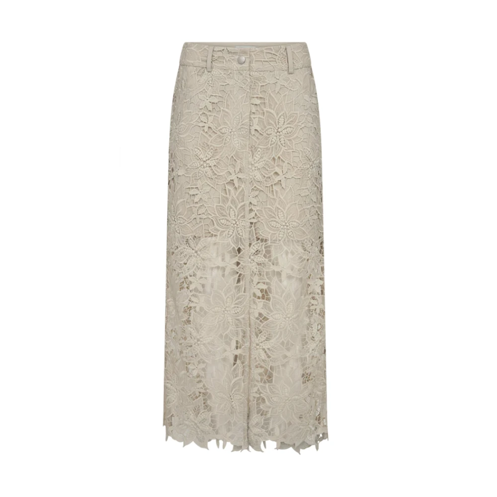 Copenhagen Muse Elegante Kanten Rok met Voor Split Beige Dames