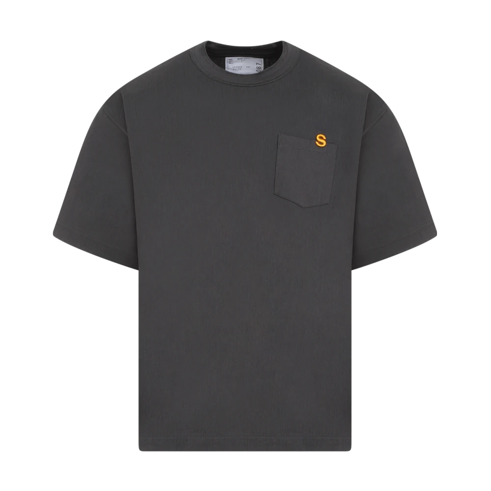 Sacai Grijze Katoenen T-shirt met Monogram Gray Heren
