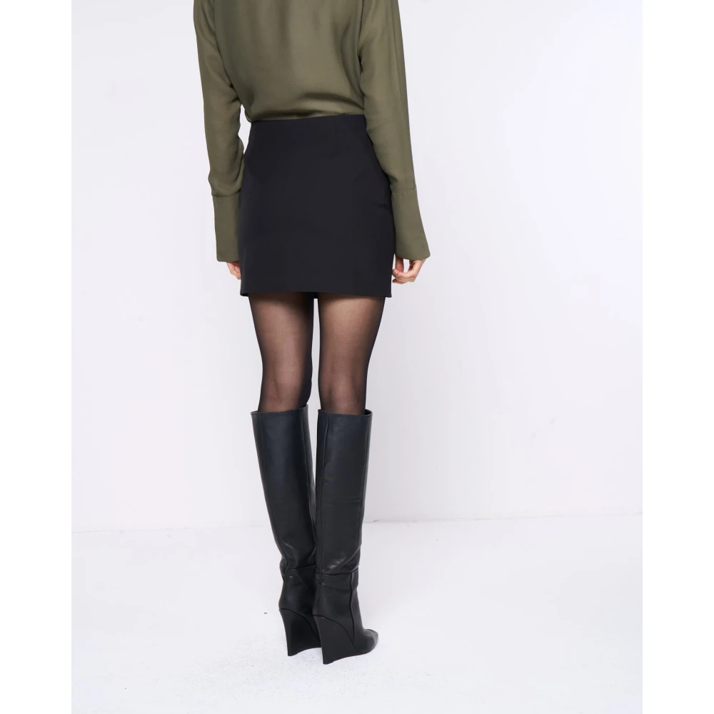 Silvian Heach Rechte Minirok met Metalen Rits Black Dames