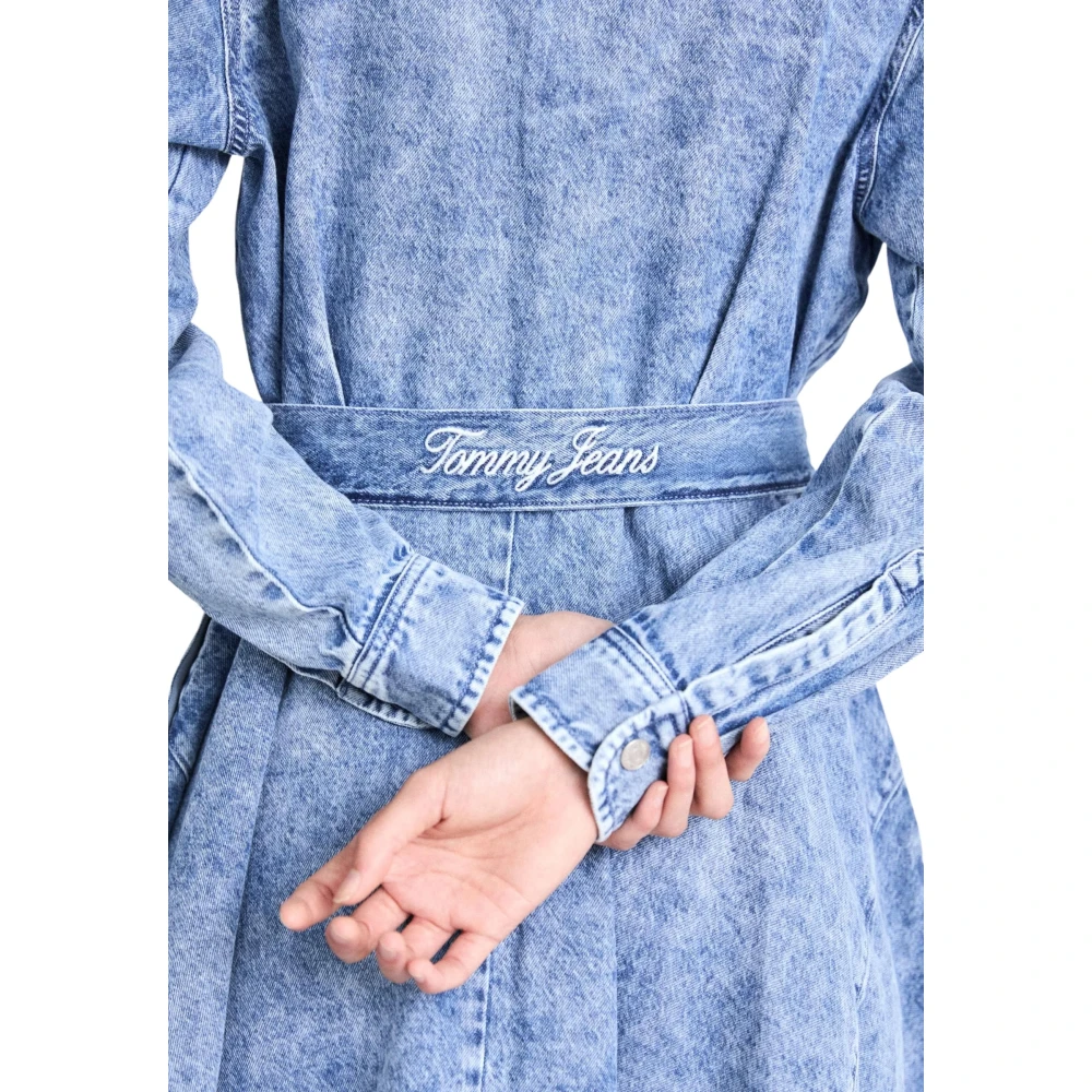Tommy Hilfiger Denim Chambray Jurk Lange Mouwen Blue Dames