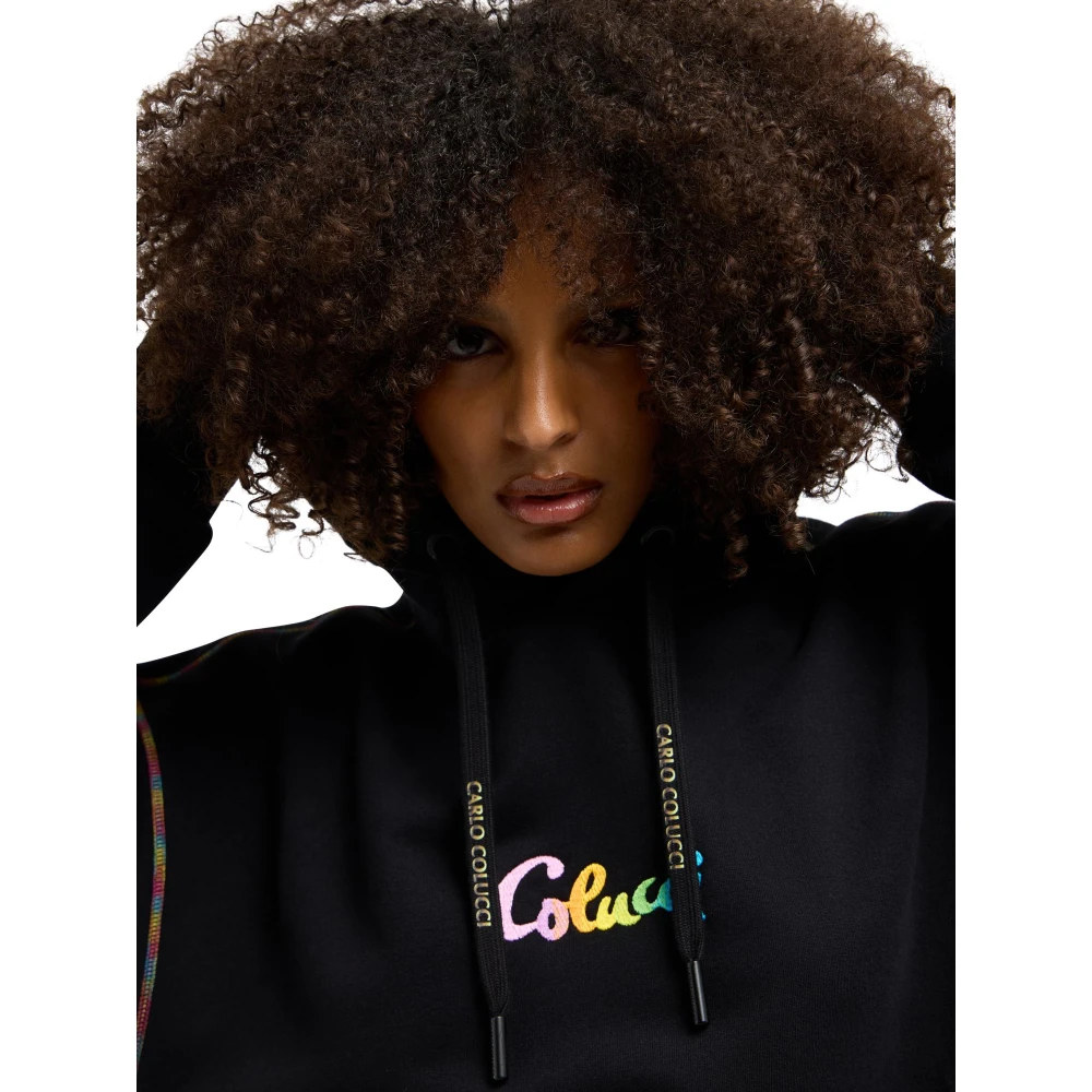 carlo colucci Klassieke Oversize Hoodie Black Dames