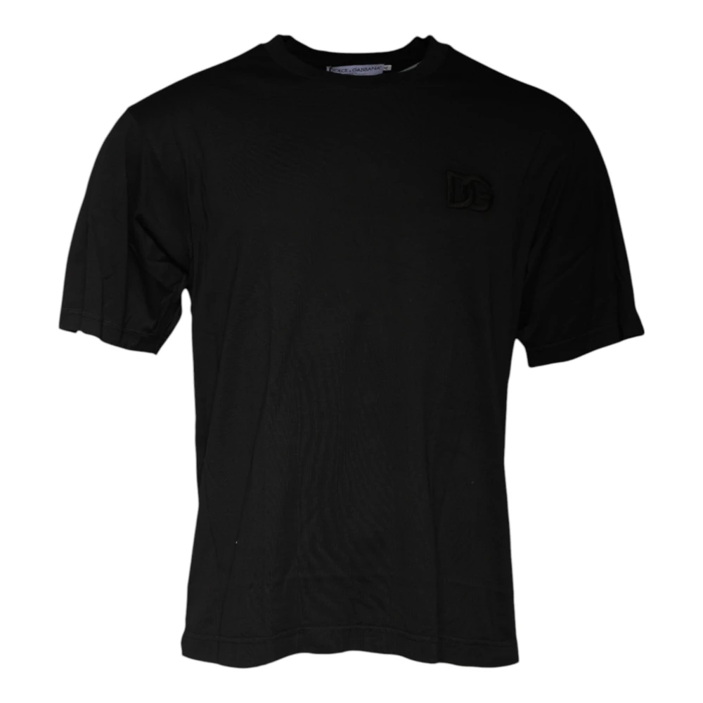 Dolce & Gabbana Svart Cotton Crew Neck T-Shirt