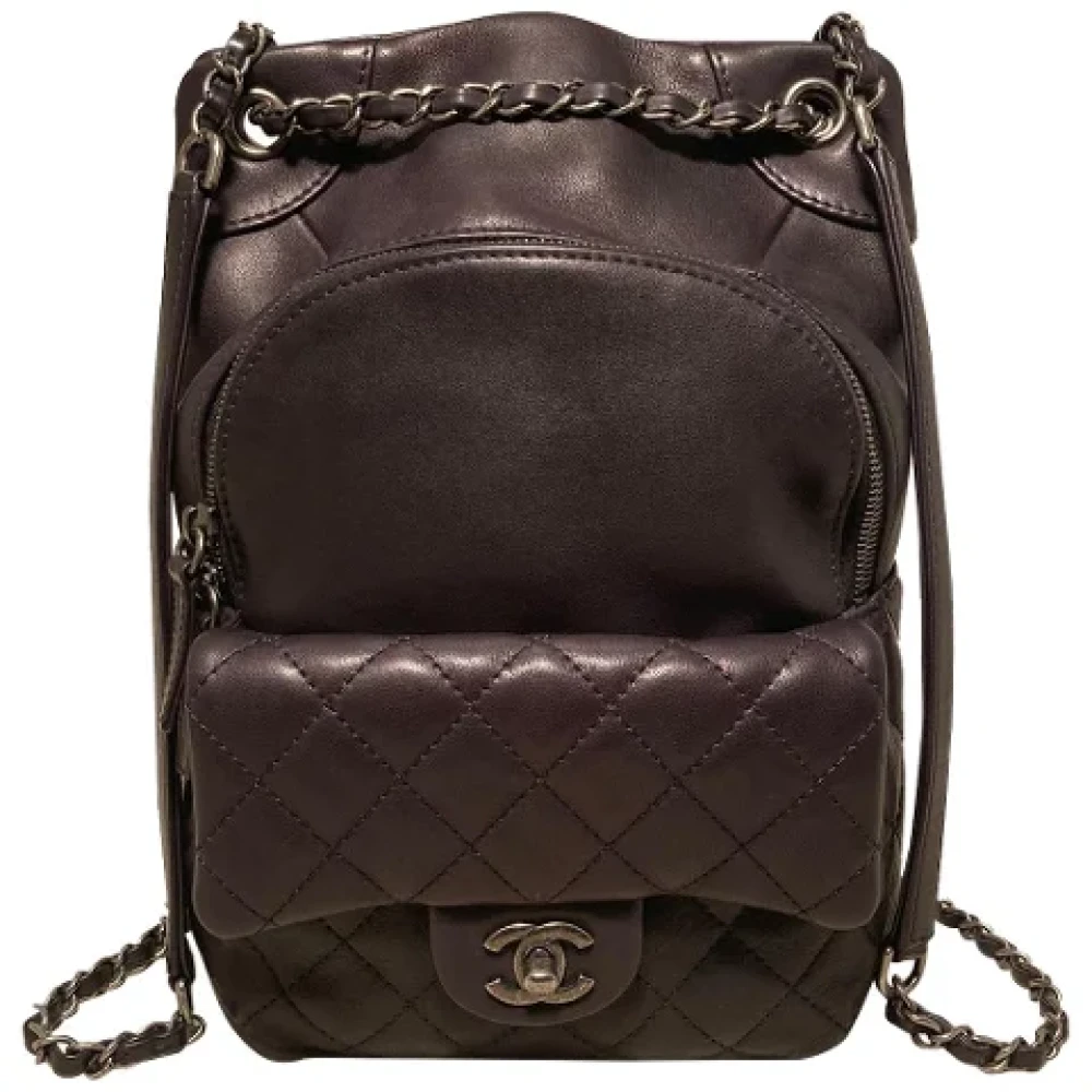 Chanel Vintage Pre-owned Leather backpacks Brown Dames
