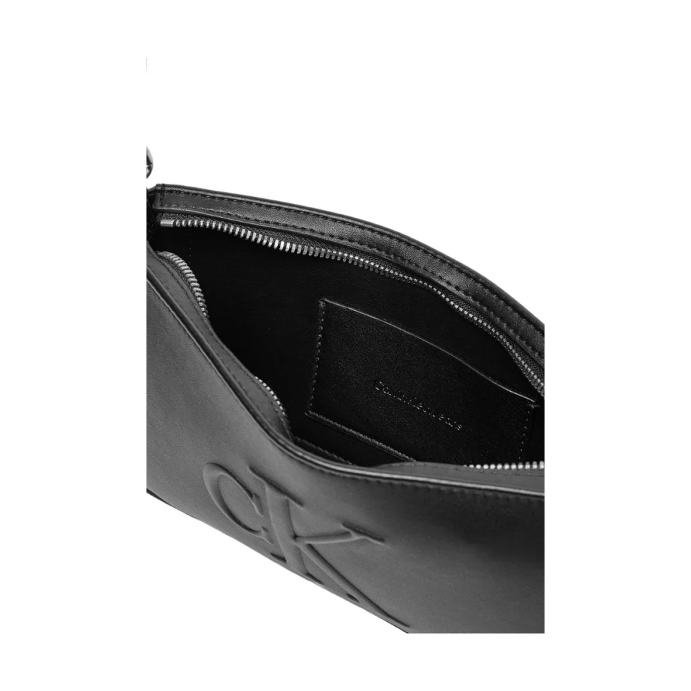 Calvin Klein Jeans Zwarte Polyethyleen Schoudertas Black Dames
