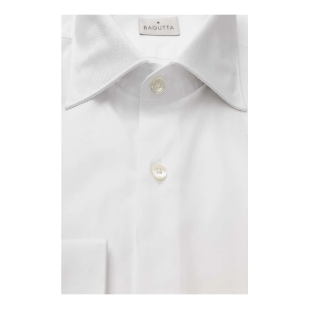 Bagutta Heren Katoenen Overhemd Effen Kleur White Heren