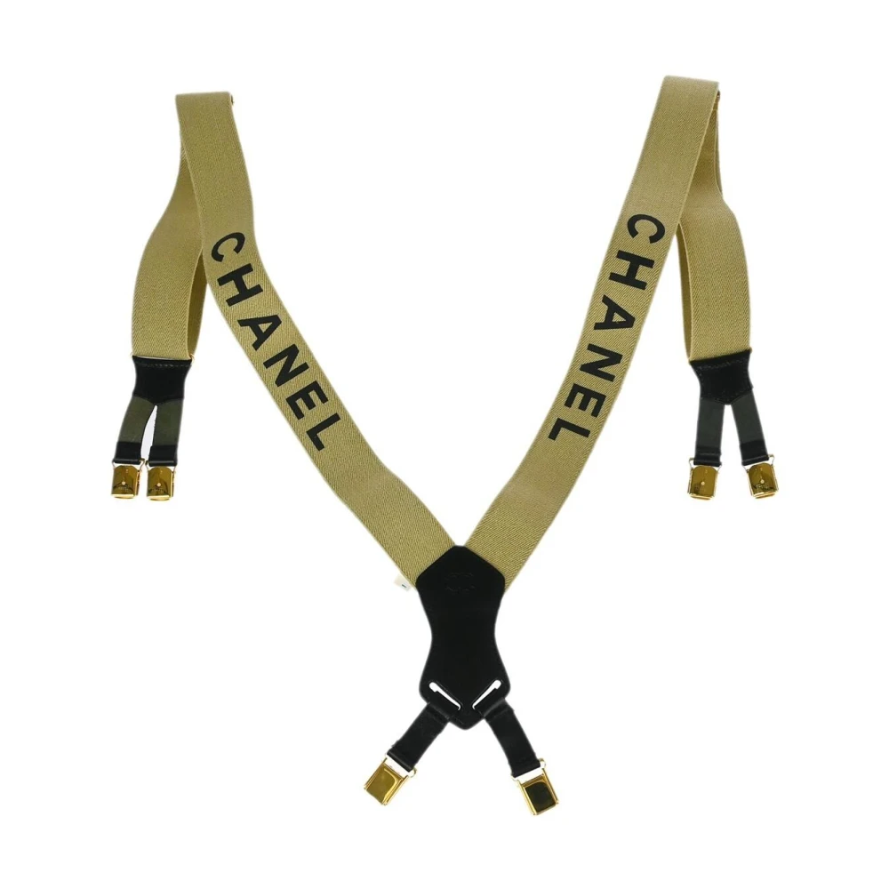 Chanel Vintage Unisex Beige Pre-Owned Vintage Logo Suspenders