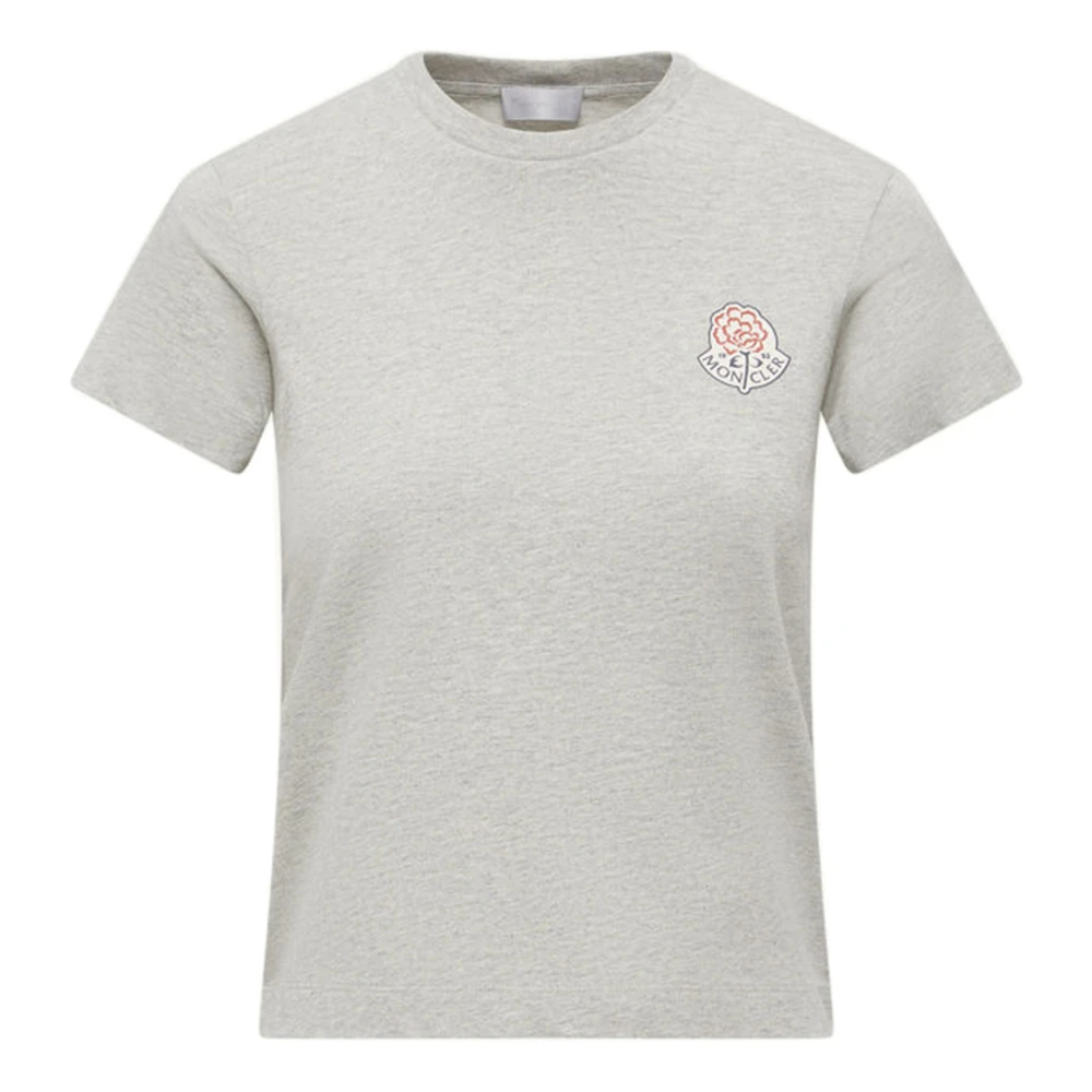 Moncler Women's Gray Logo Cotton T-Shirt - T-Shirts - M - Tops