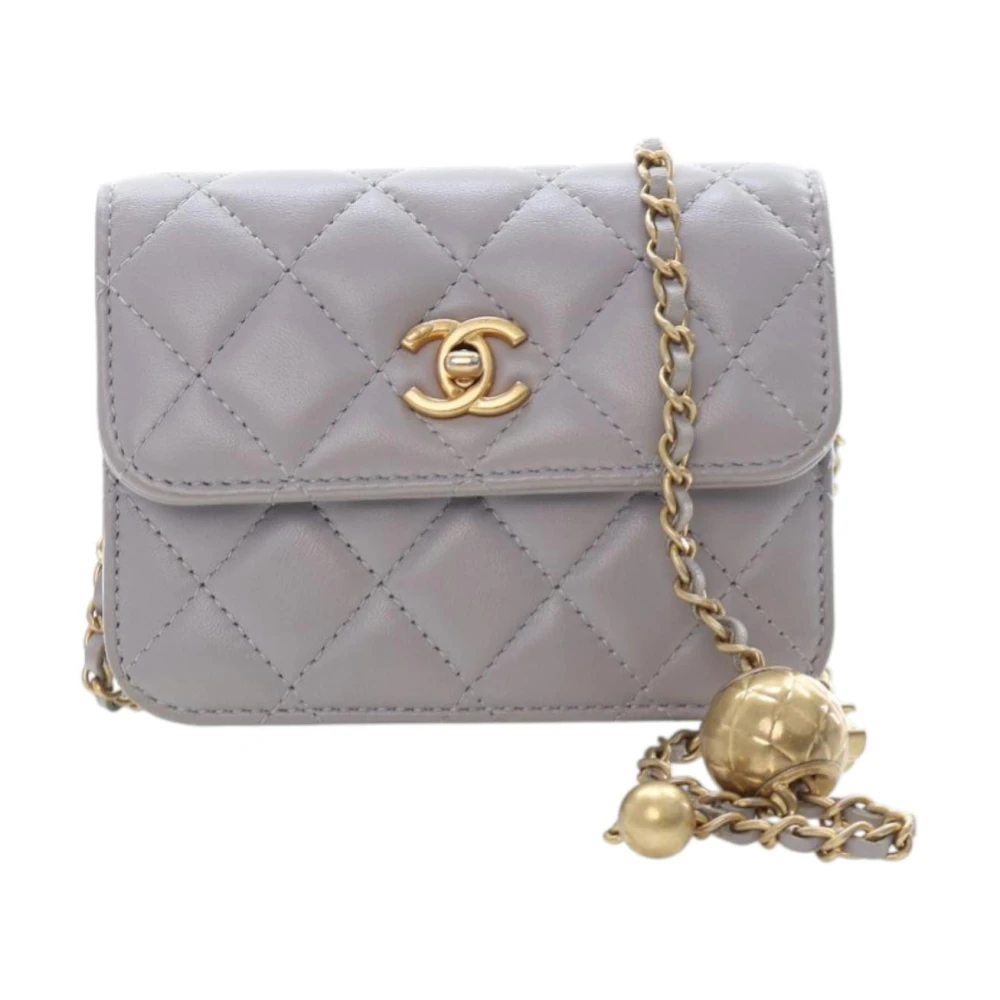 Chanel Vintage Women's Gray Quilted Chain Shoulder Bag