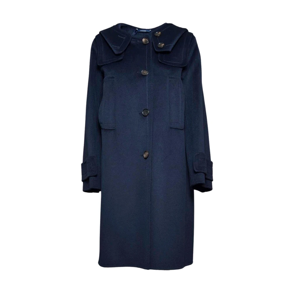 Max Mara Wollen Mont Jas Blue Dames