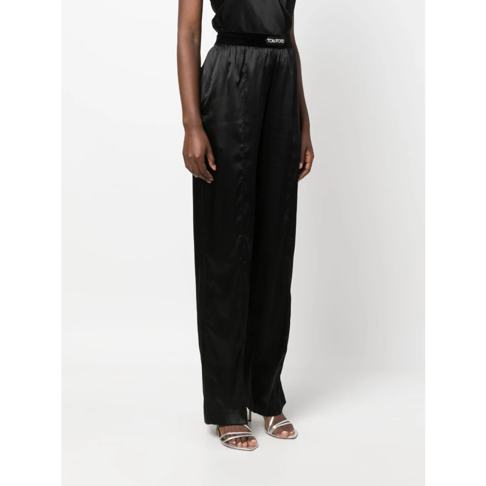 Tom Ford Zwarte Zijden Satijnen Broek Black Dames