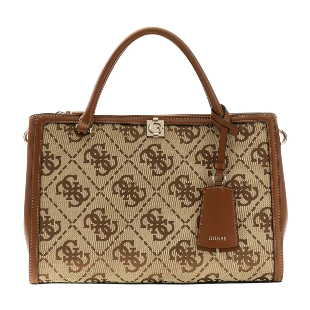 Guess , Handbags, Female, Beige, One Size, Audrey Logo Satchel Bag