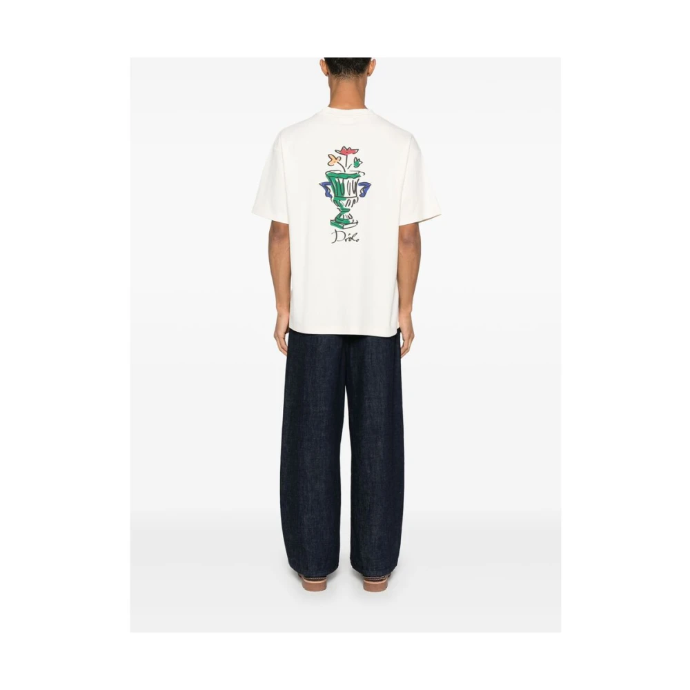Drole de Monsieur Illustration Print Logo Crew Neck T-shirt White Heren